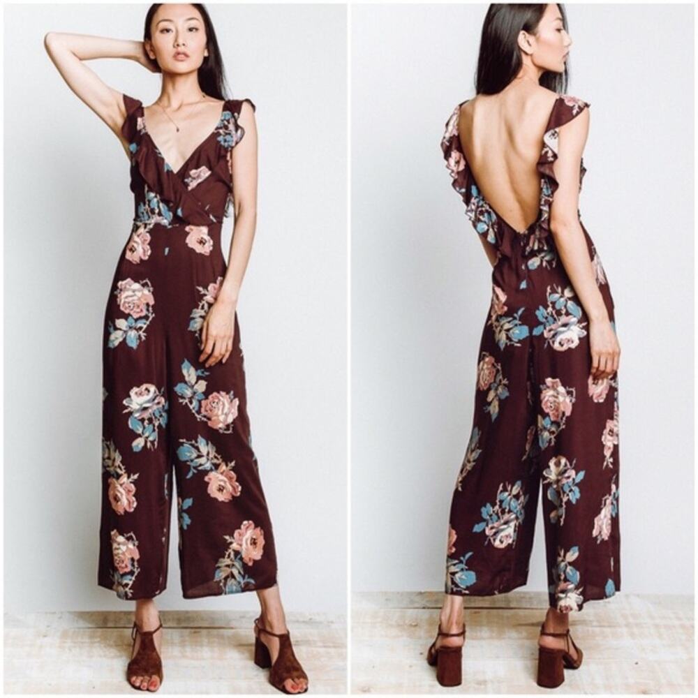 Show Me Your Mumu‎ Womens Bianca Roses Floral V-Neck Sleeveless Jumpsuit NEW